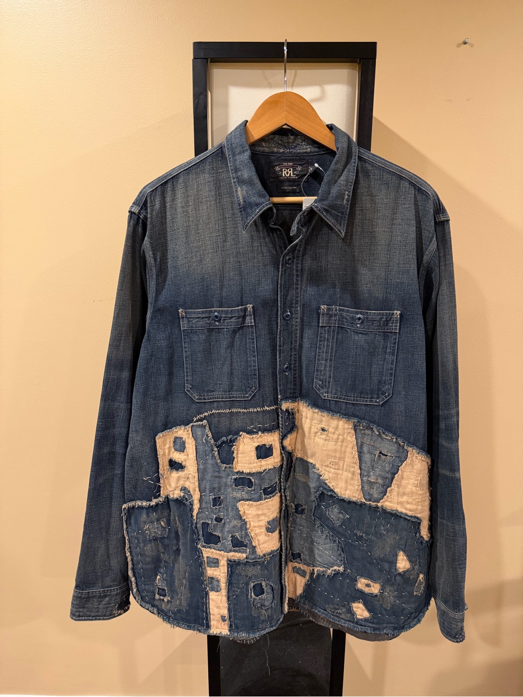 Double Rrl Ralph Lauren Limited Edition Boro Patchwork Denim Shirt